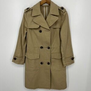 Patrick Gerard Trench Coat Women's Size 38 Beige Button Closure Solid Pockets‎